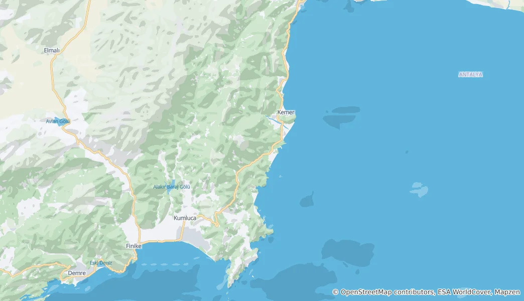 Mappa di Olimpos Beydağları National Park