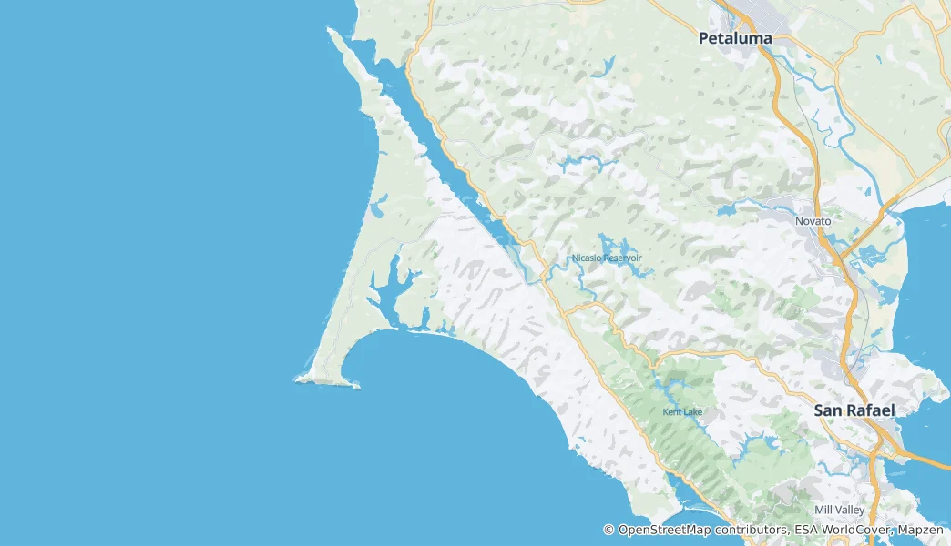 Mapa Národní pobřeží Point Reyes