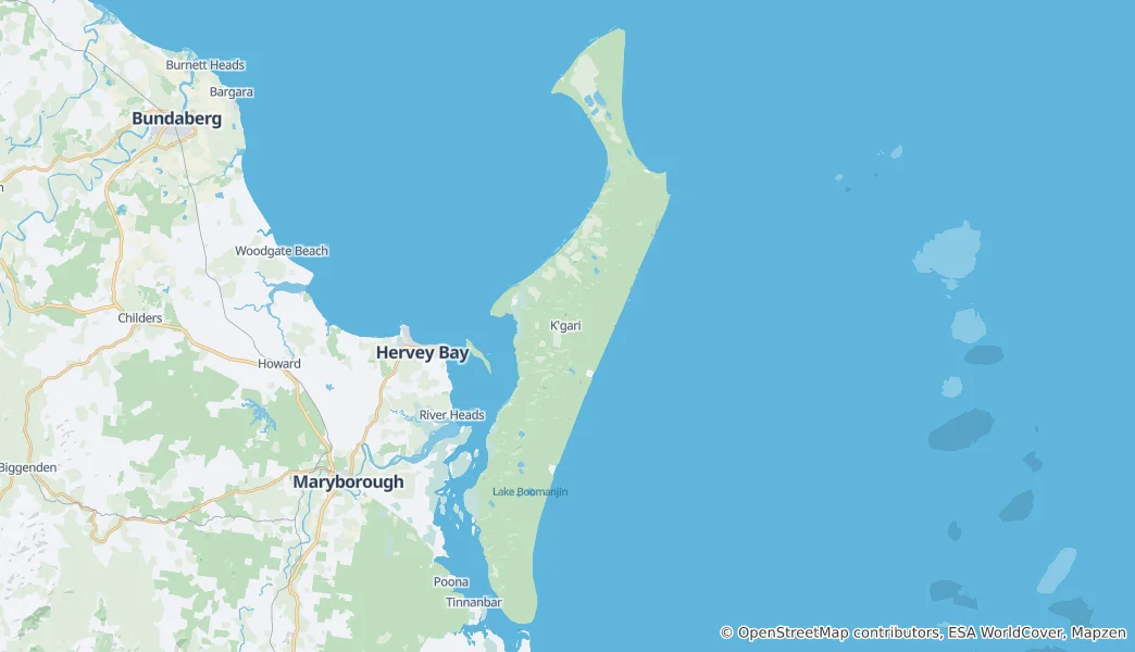 Mapa Fraser Island World Heritage Area