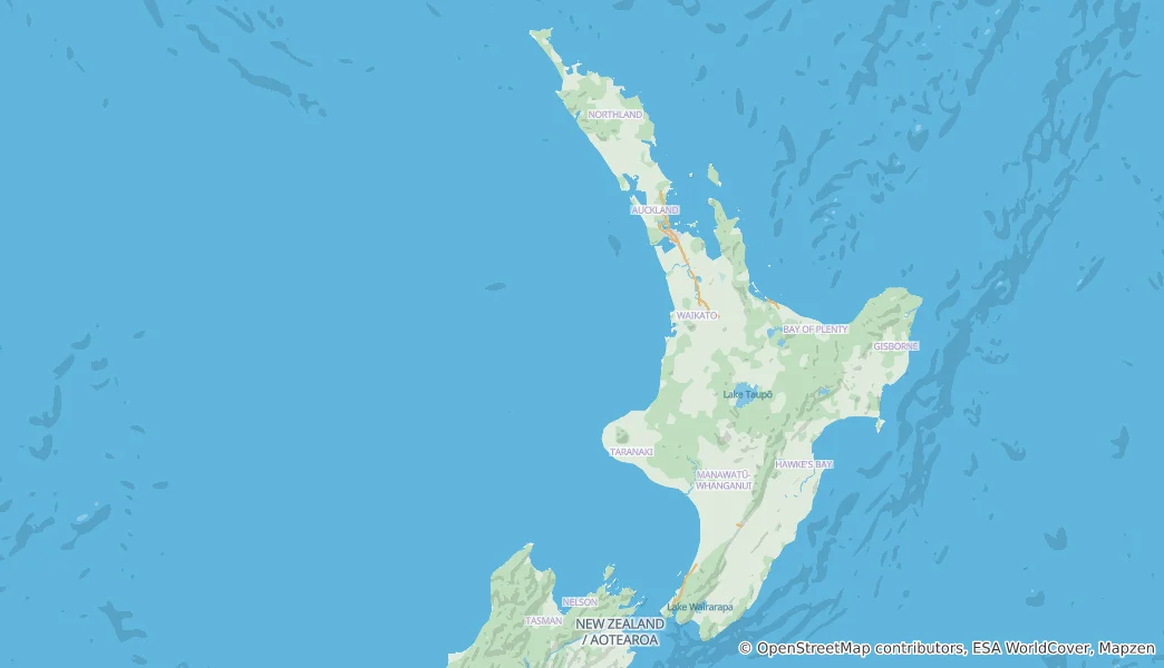 Mapa Severní ostrov