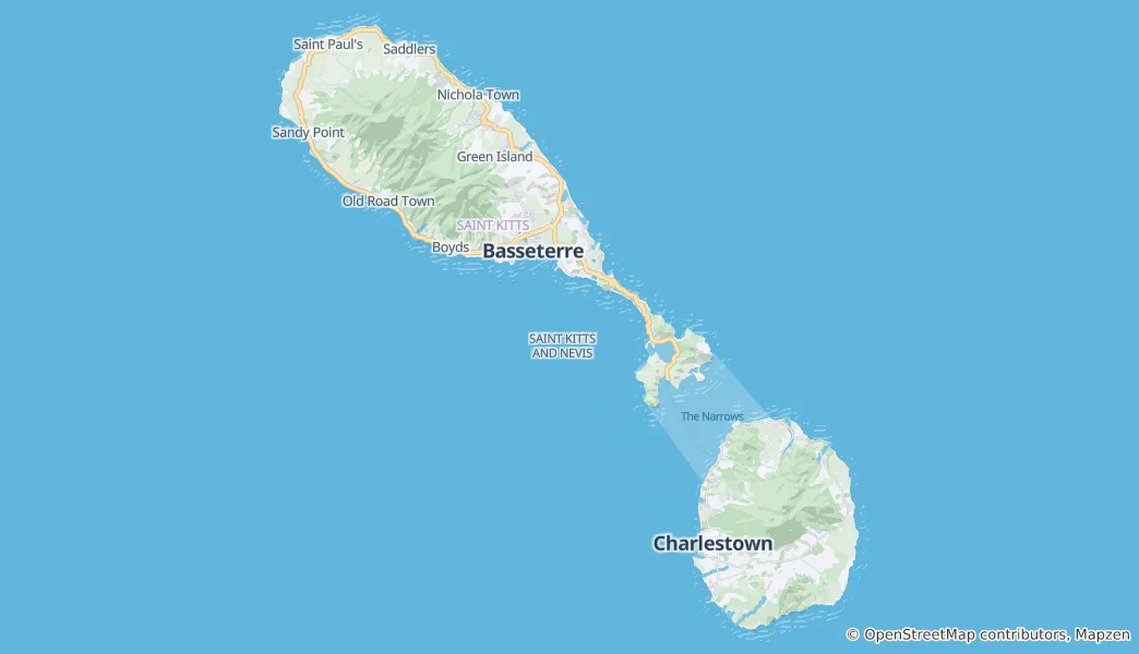 Map of Saint Kitts and Nevis