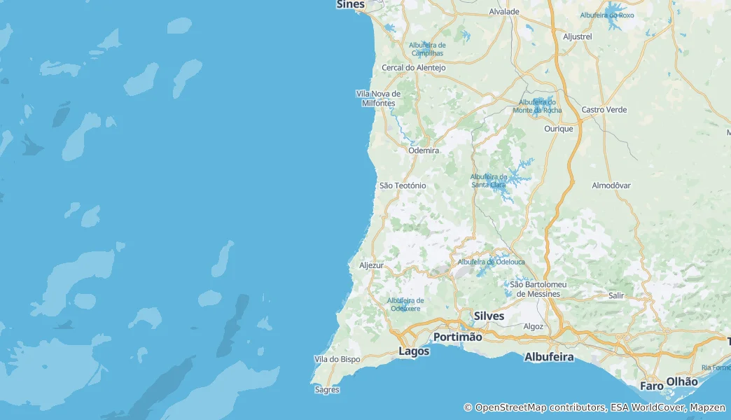 Mapa Sudoeste Alentejano e Costa Vicentina Nature Park