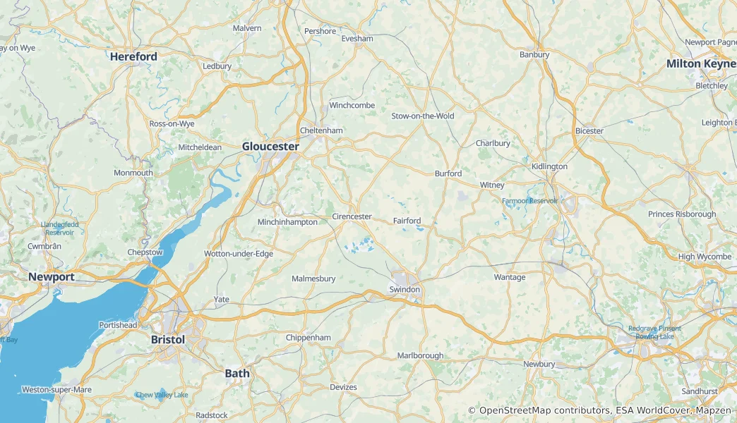 Mapa The Cotswolds National Landscape
