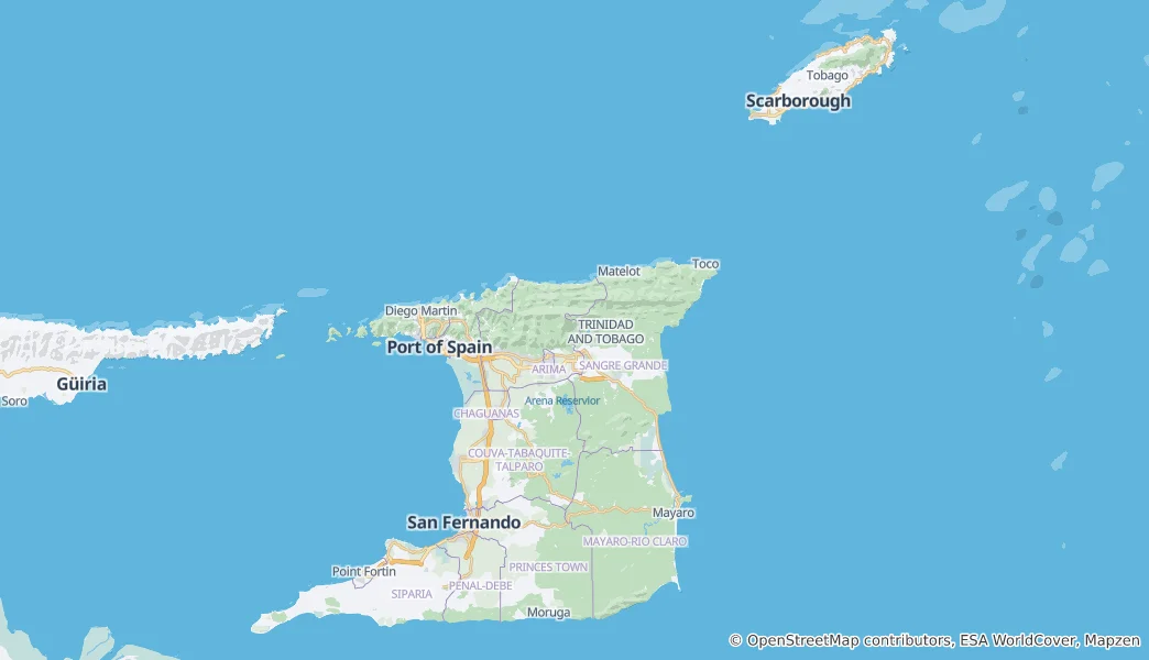 Map of Trinidad and Tobago
