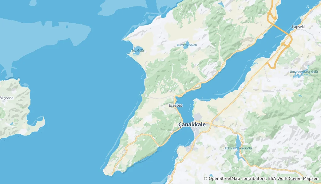 Mapa Eceabat district