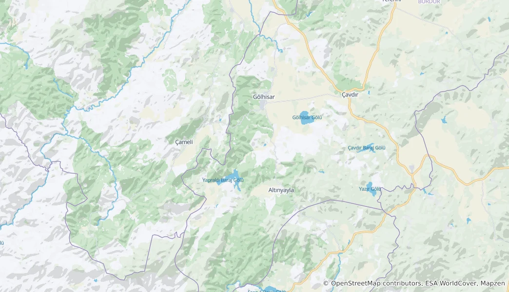 Mapa Gölhisar district