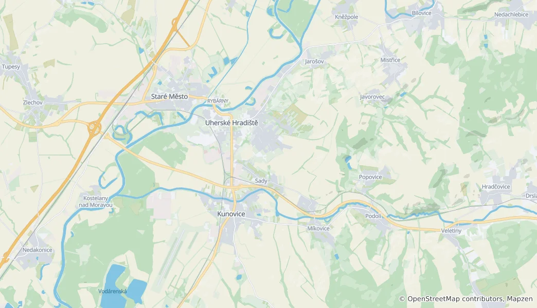 Map of Uherské Hradiště