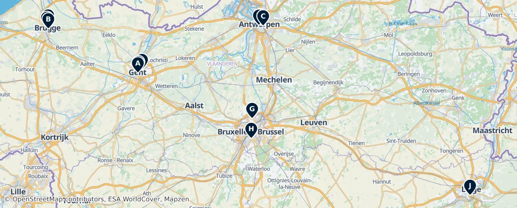 Map of België / Belgique / Belgien (land mass)