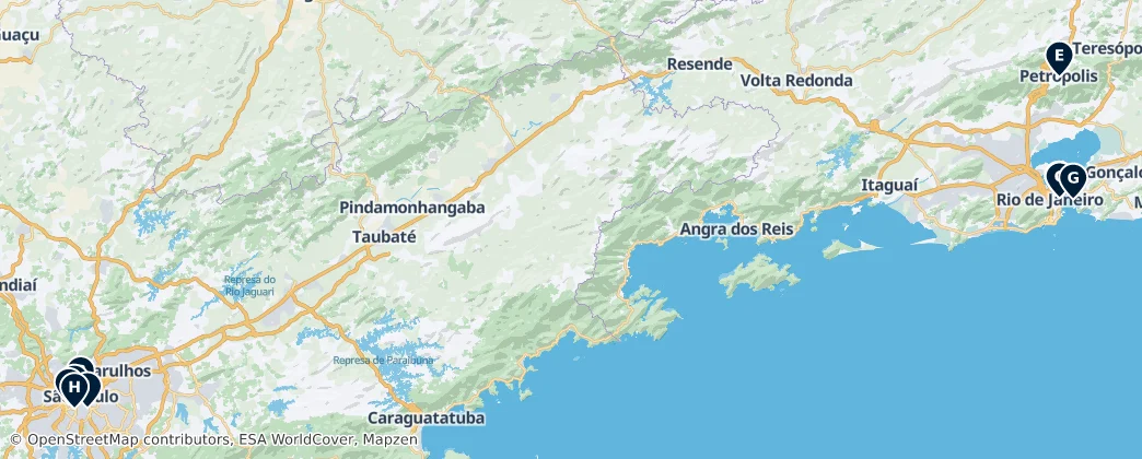 Map of Southeast Region, Brazil