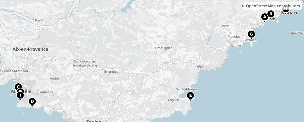 Map of Provence-Alpes-Côte d'Azur