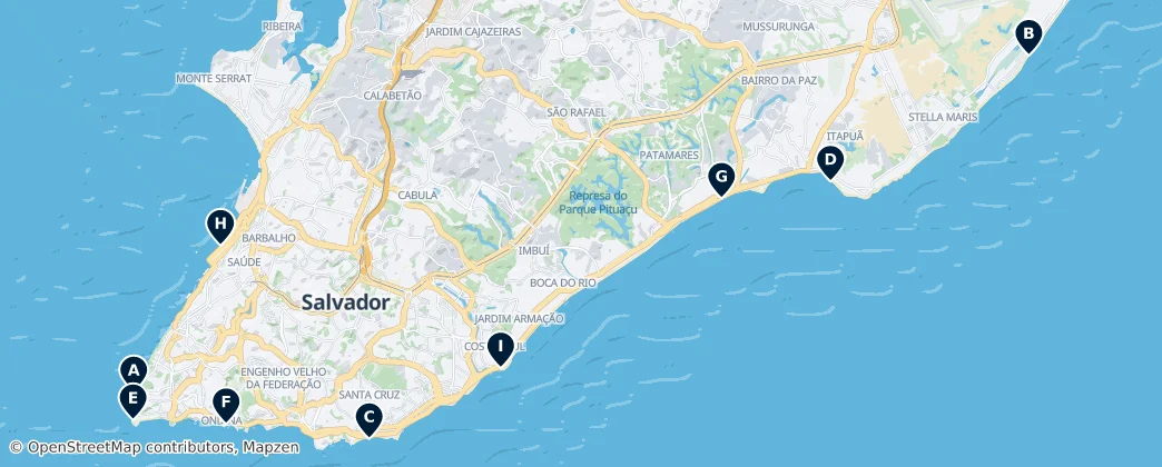 Map of Salvador, Bahia