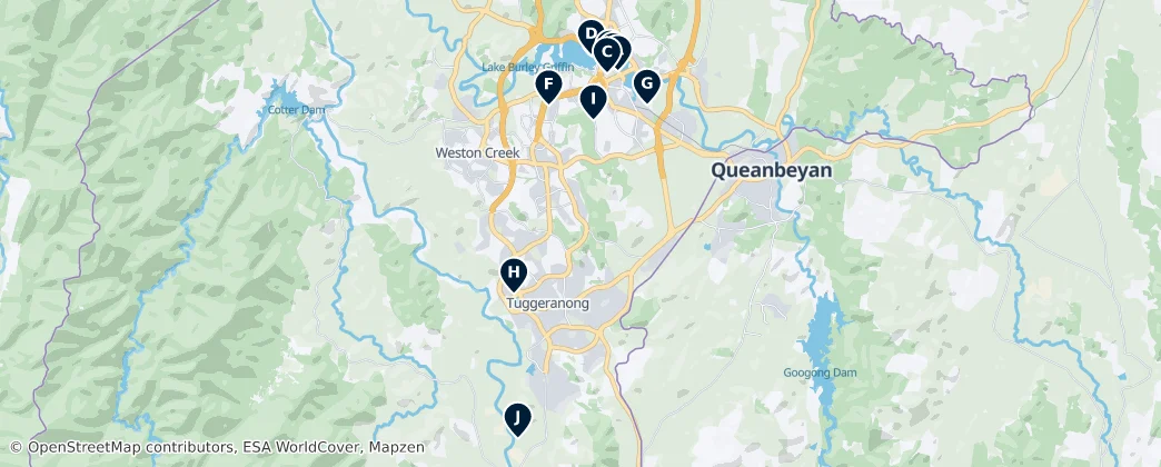 Map of Australian Capital Territory