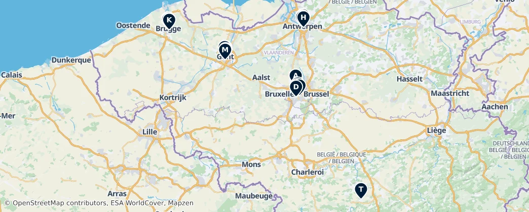 Map of België / Belgique / Belgien (land mass)
