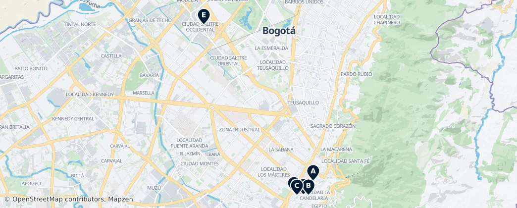 Map of Bogotá