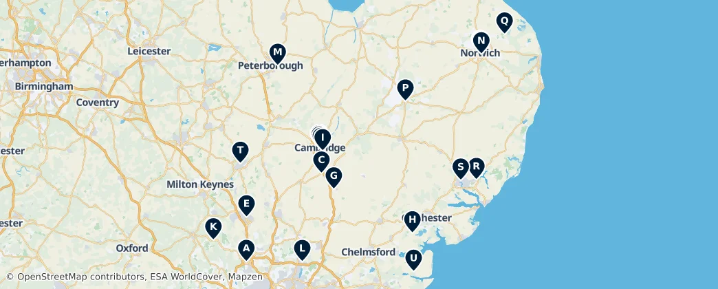 Map of East of England