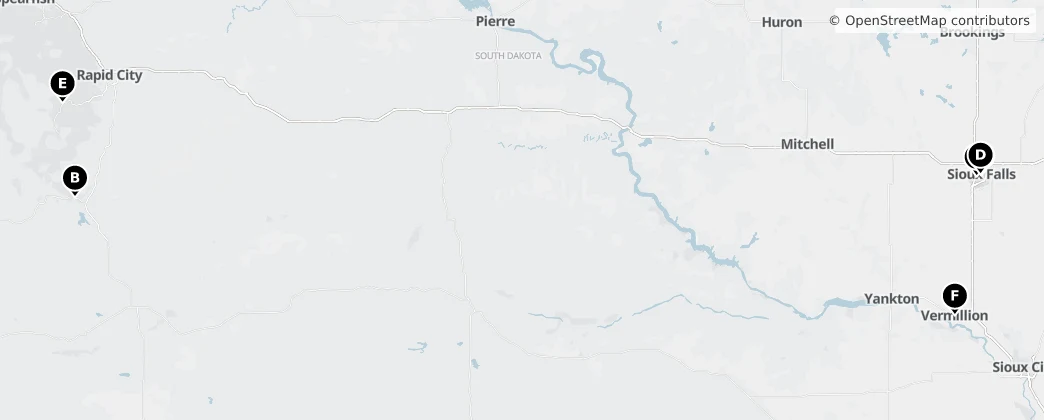 Map of South Dakota