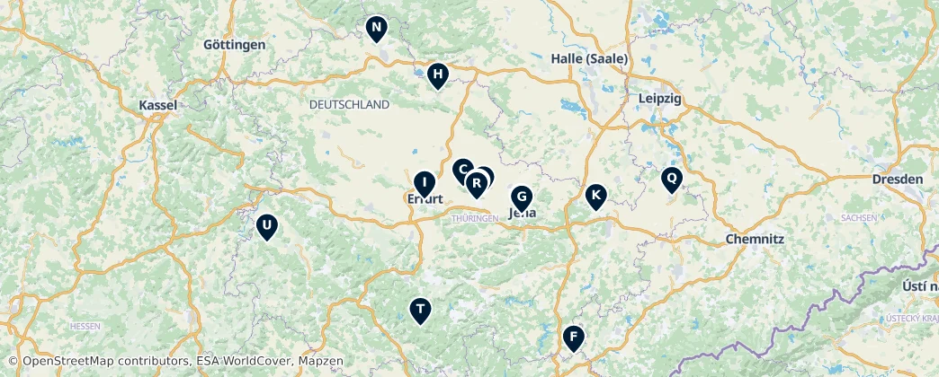 Map of Thuringia