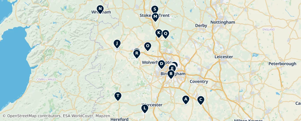 Map of West Midlands