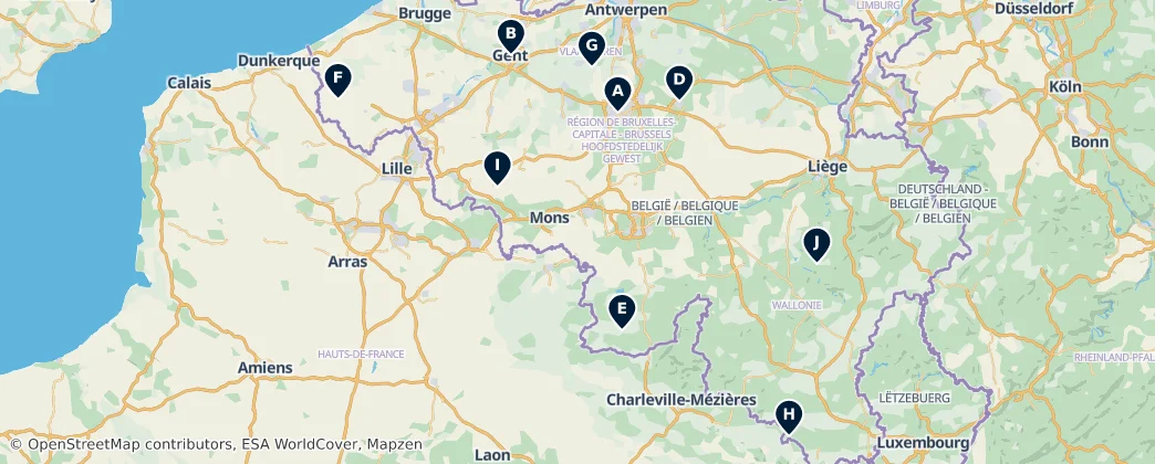 Map of België / Belgique / Belgien (land mass)