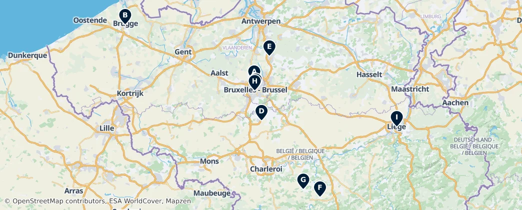Map of België / Belgique / Belgien (land mass)