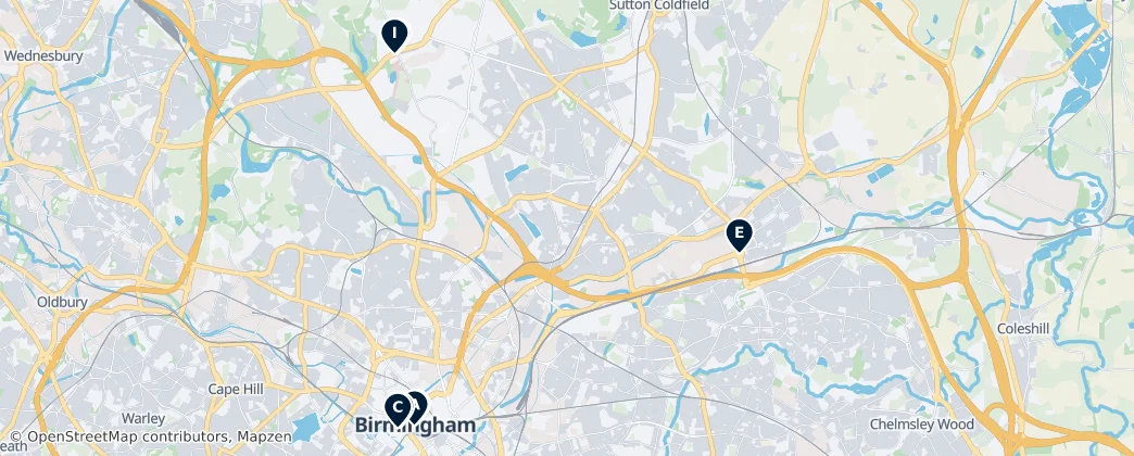 Map of West Midlands