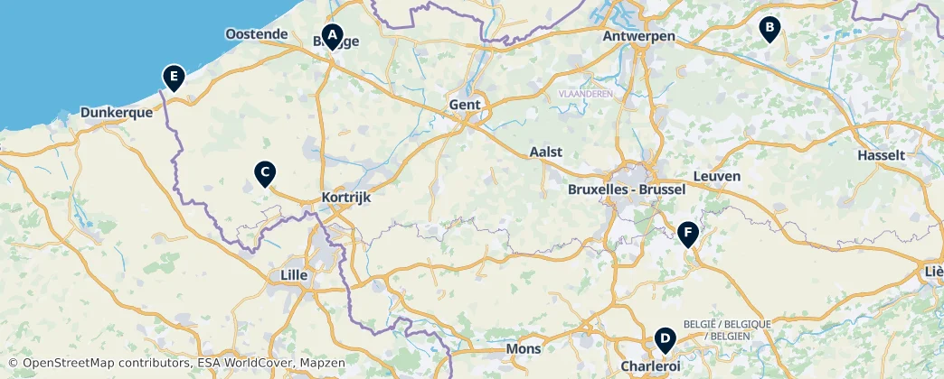 Map of België / Belgique / Belgien (land mass)