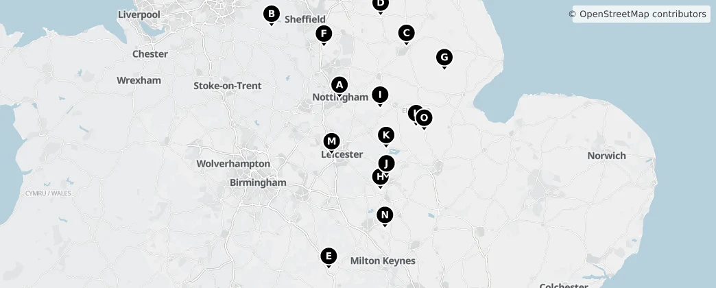 Map of East Midlands