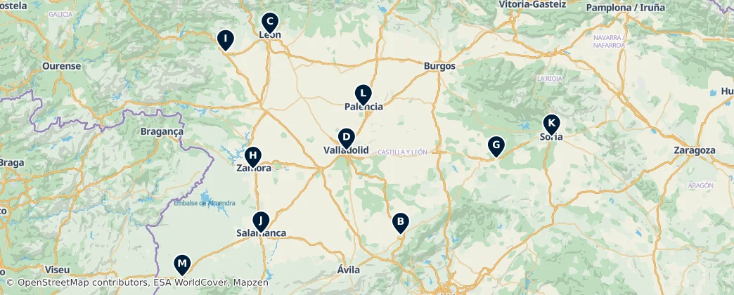 Map of Castile and León