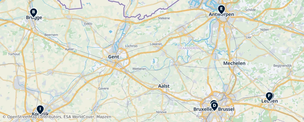 Map of België / Belgique / Belgien (land mass)