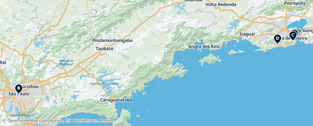 Map of Southeast Region, Brazil