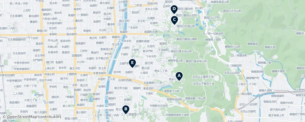 Map of Higashiyama Ward