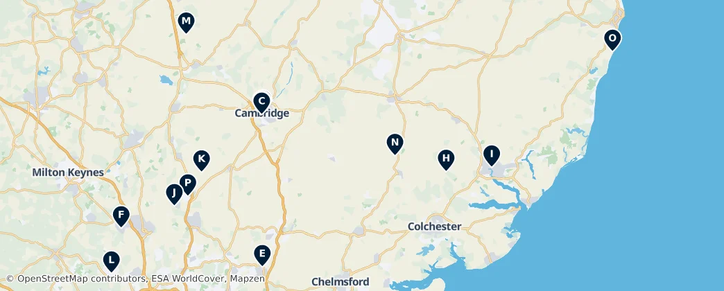 Map of East of England