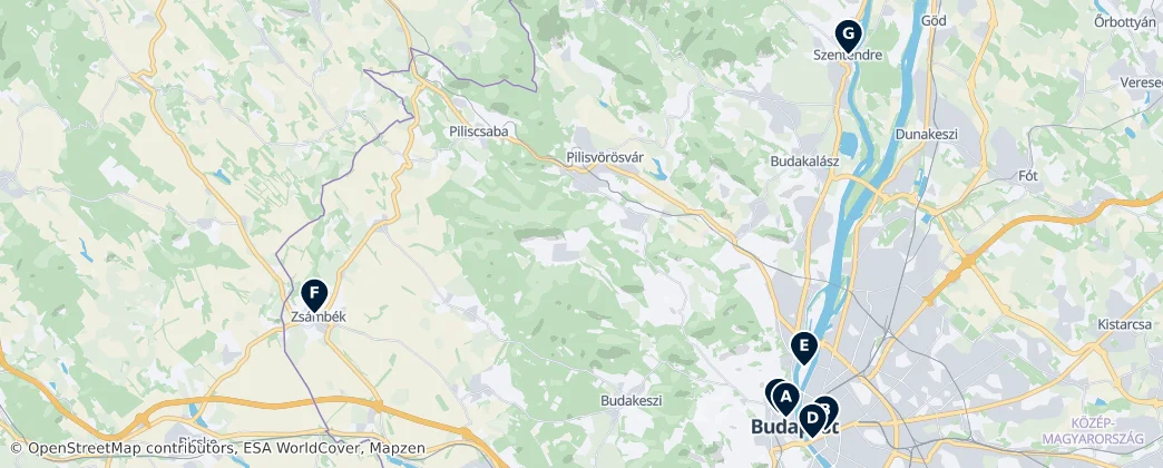 Map of Central Hungary