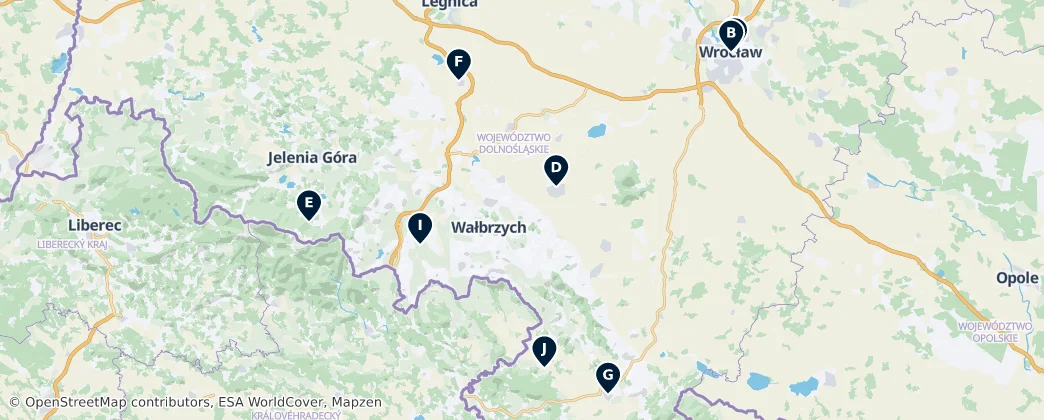 Map of Lower Silesian Voivodeship