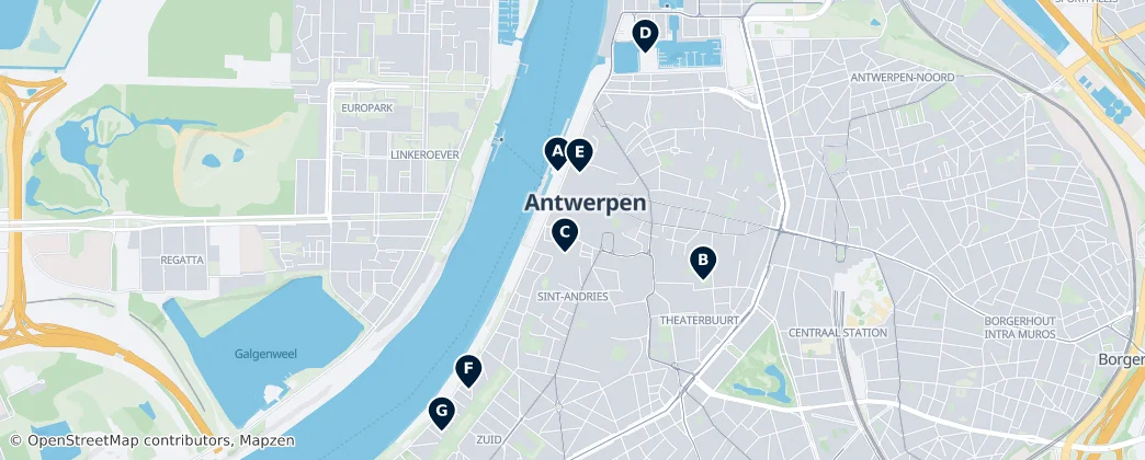 Map of Arrondissement Antverpy