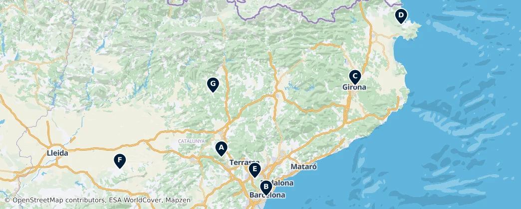 Map of Katalánsko