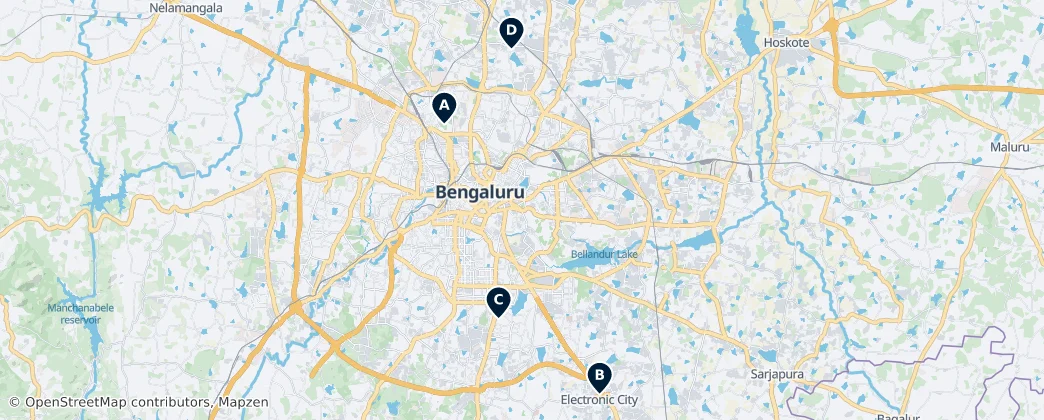 Map of Bangalore Urban district
