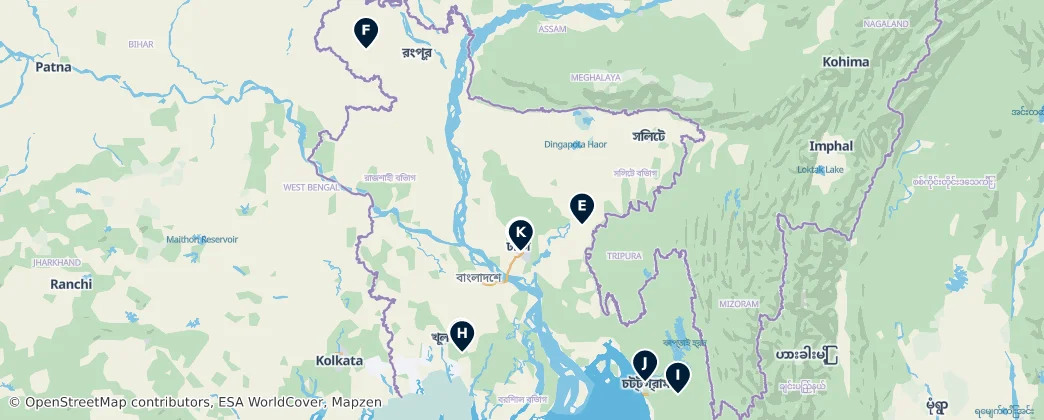 Map of Bangladéš
