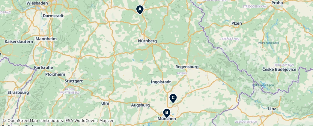 Map of Bavorsko