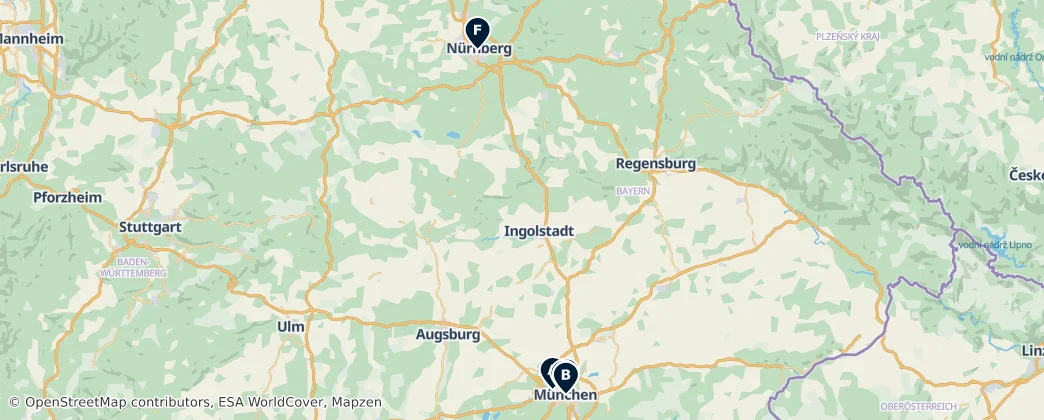Map of Bavorsko
