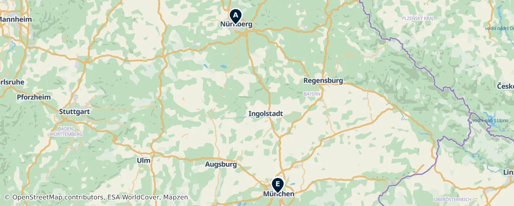 Map of Bavorsko