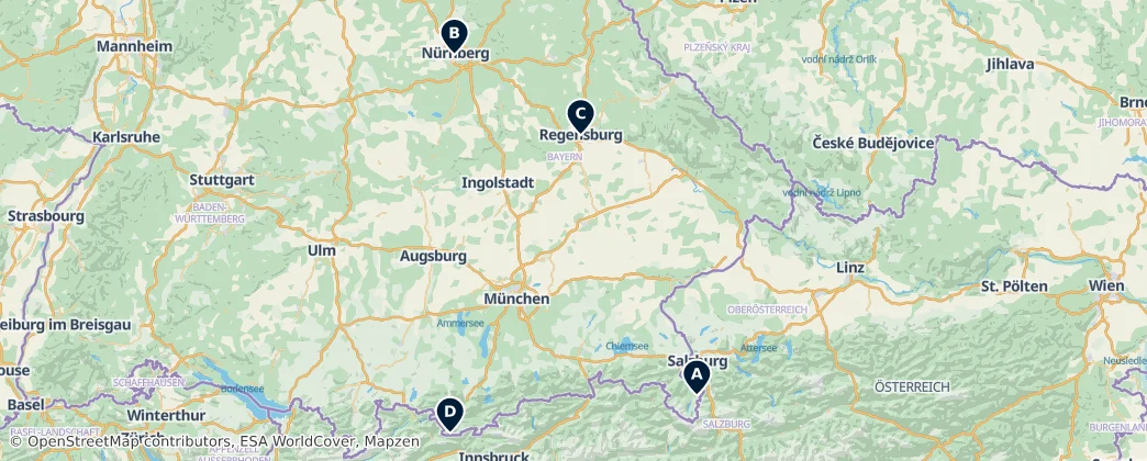 Map of Bavorsko
