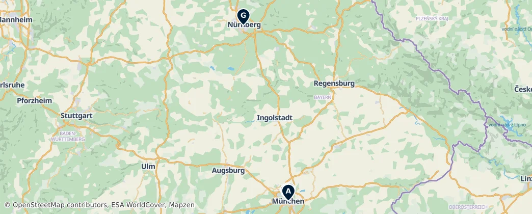 Map of Bavorsko