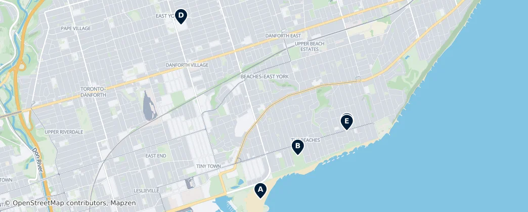 Map of Beaches–East York