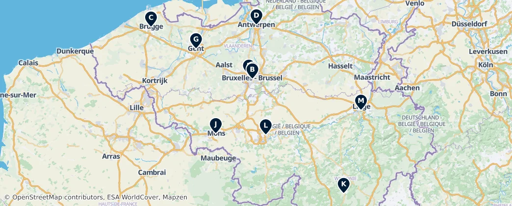 Map of Belgie