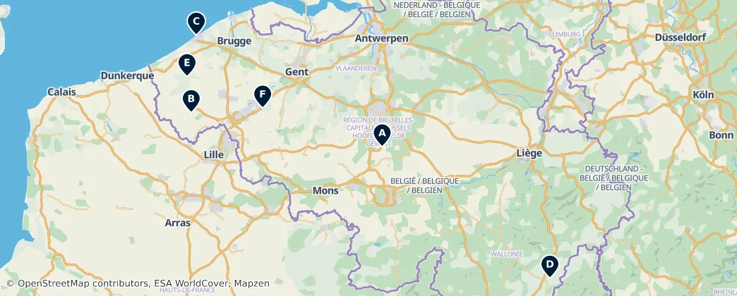 Map of Belgie