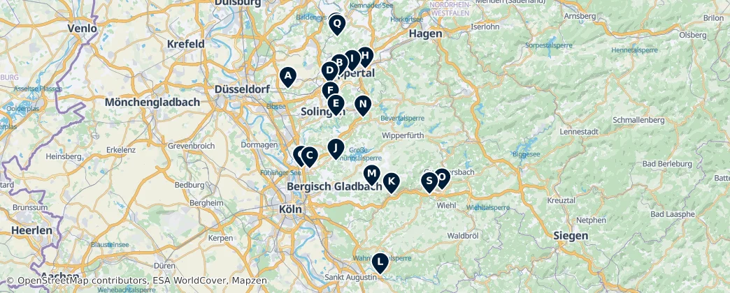 Map of Bergisches Land