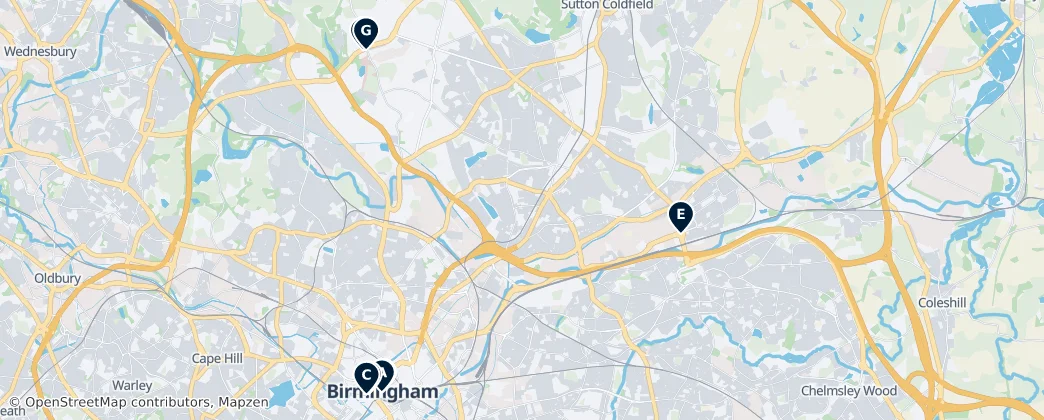 Map of Birmingham