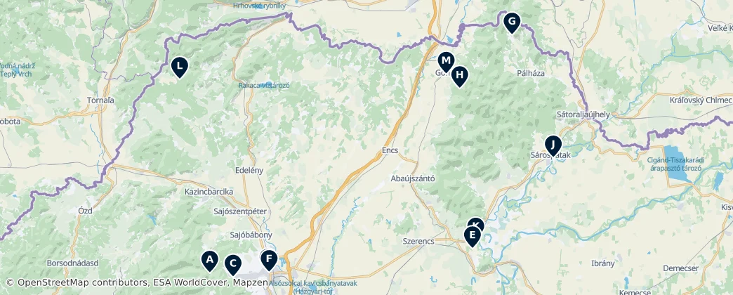 Map of Borsod-Abaúj-Zemplén