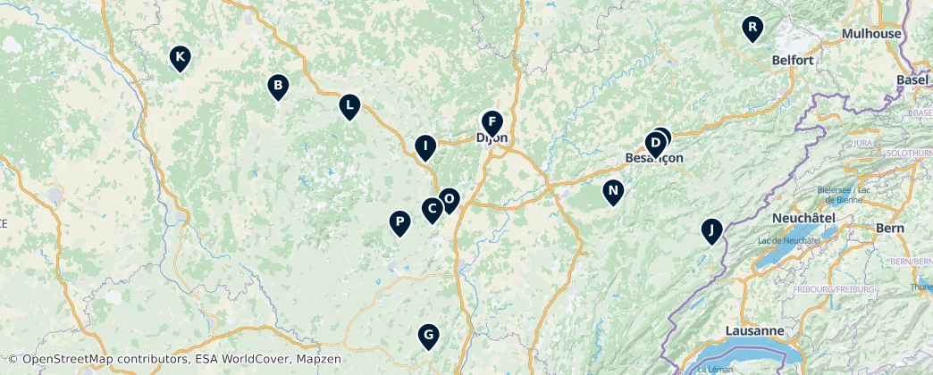 Map of Burgundsko-Franche-Comté